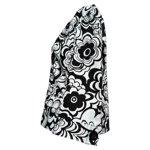 Spense Black & White Floral Design Women's Jacket Flare Cuffs Size L - Picture 3 of 6